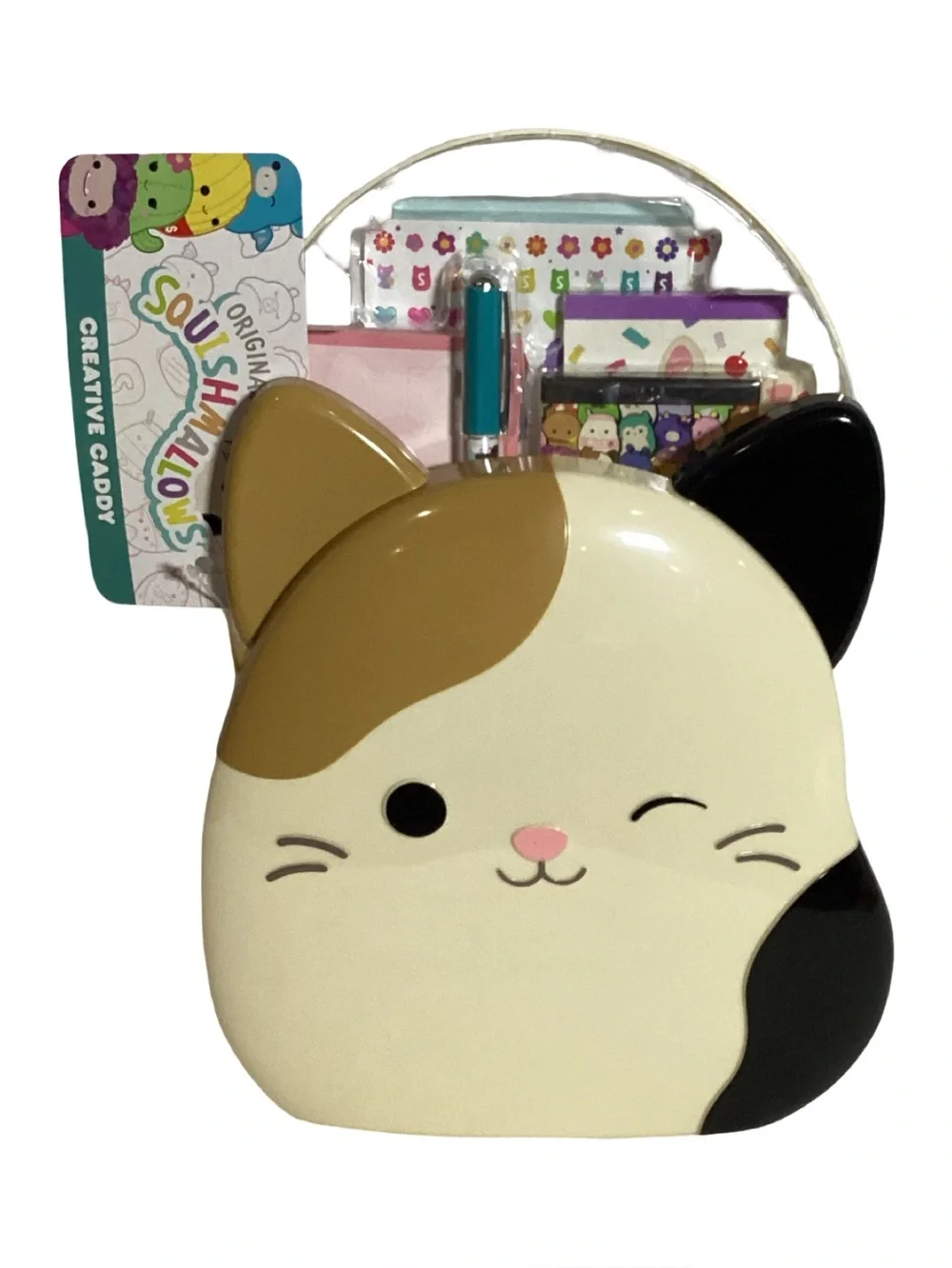 Squishmallows Original Creative Caddy Stationary Kitty Cat Set NEW Stickers, Pen